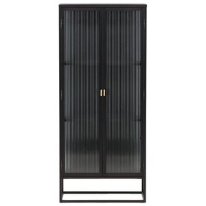 Hjem interiors Garis Zwart / Glas Opbergkast H160 cm