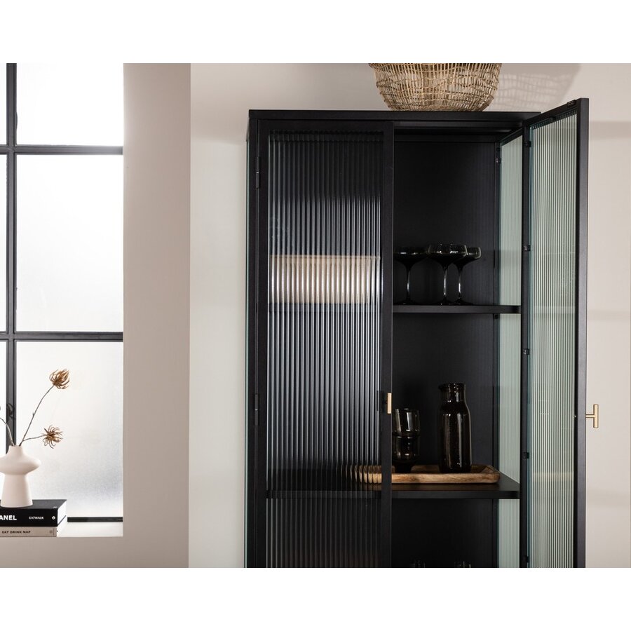 Garis Zwart / Glas Opbergkast H160 cm