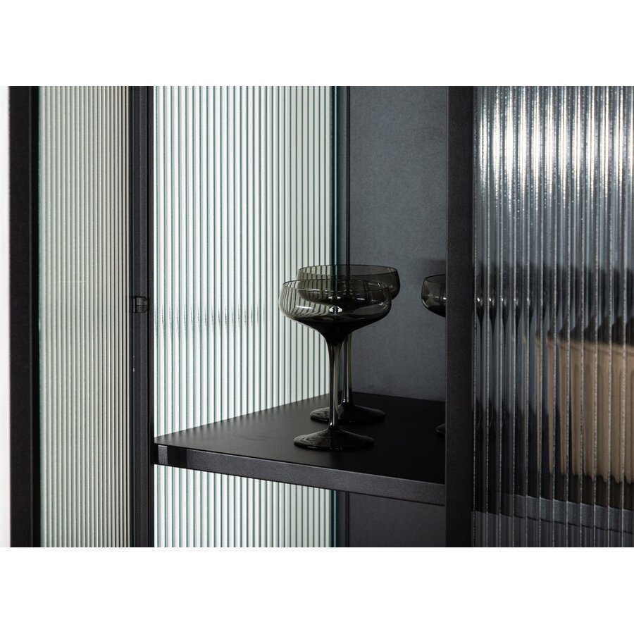Garis Zwart / Glas Opbergkast H160 cm