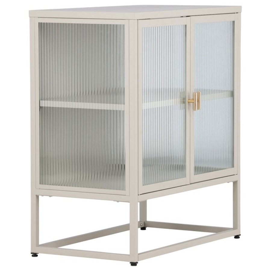 Garis Beige / Glas Opbergkast H80 cm