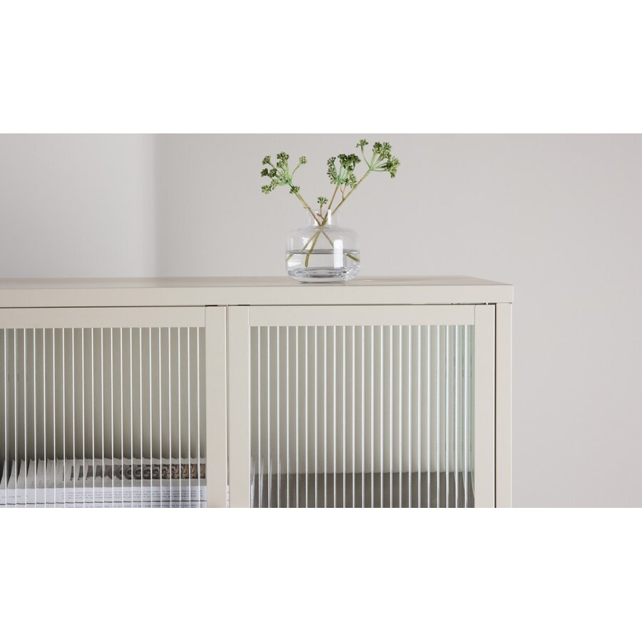 Garis Beige / Glas Opbergkast H80 cm