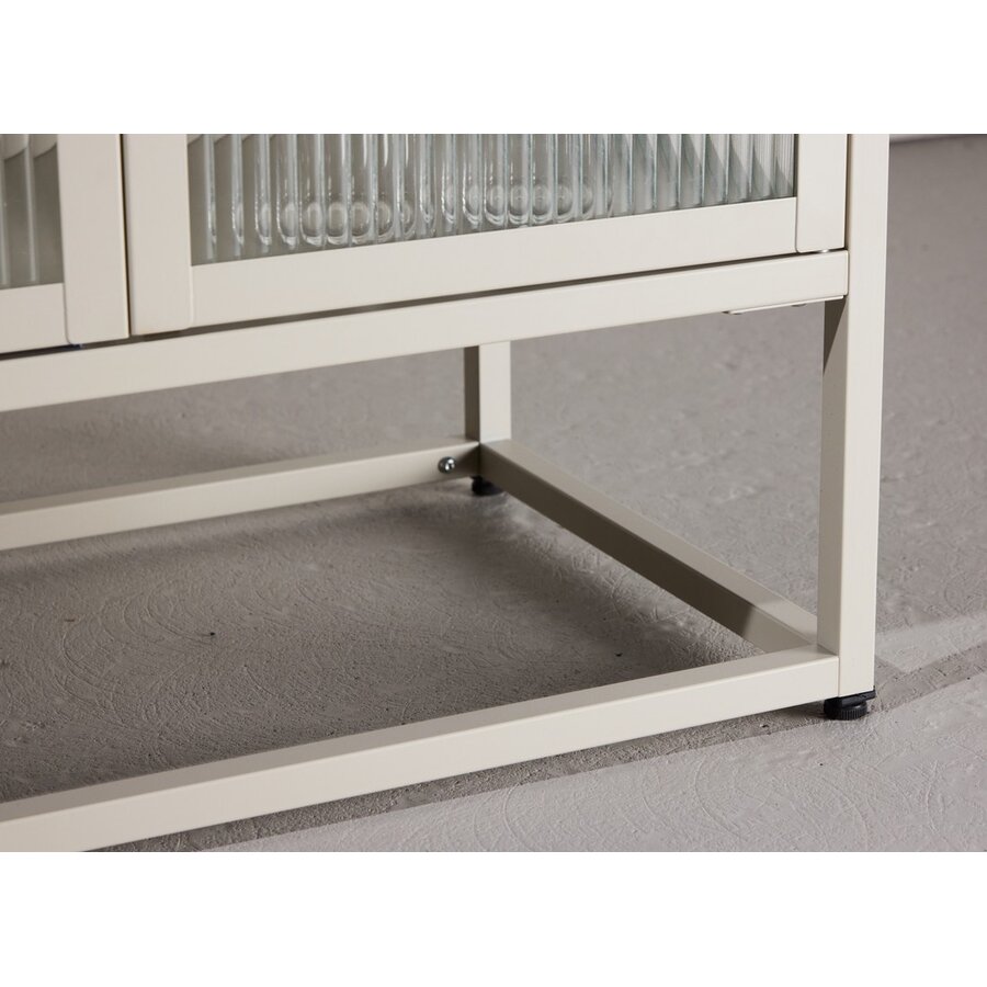 Garis Beige / Glas Opbergkast H80 cm