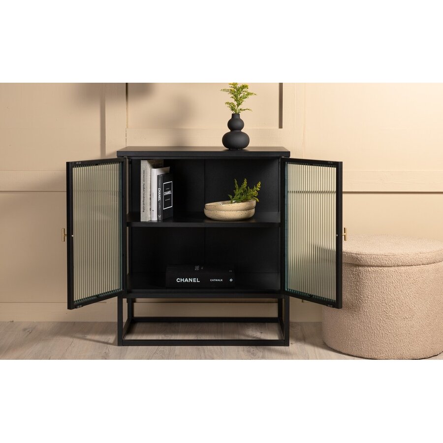 Garis Zwart / Glas Opbergkast H80 cm