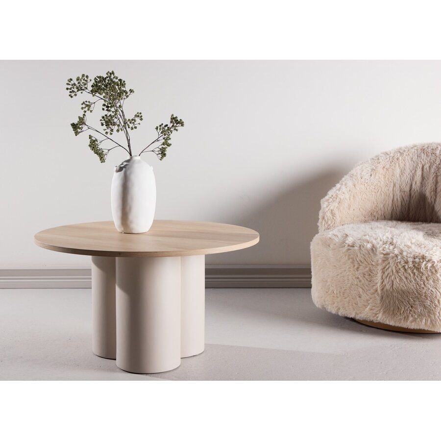 Olivia Blank Eiken/Beige Salontafel Rond Ø80 cm