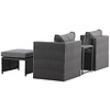 Quad 5-delige Loungeset Zwart Rotan