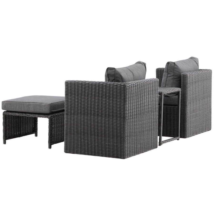 Quad 5-delige Loungeset Zwart Rotan