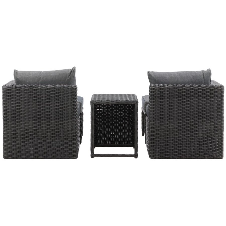 Quad 5-delige Loungeset Zwart Rotan