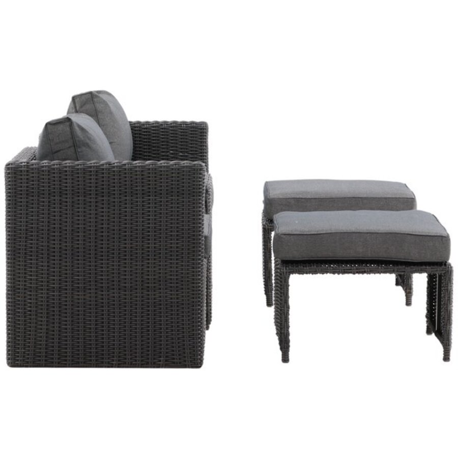 Quad 5-delige Loungeset Zwart Rotan