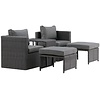 Quad 5-delige Loungeset Zwart Rotan