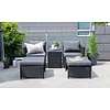 Quad 5-delige Loungeset Zwart Rotan