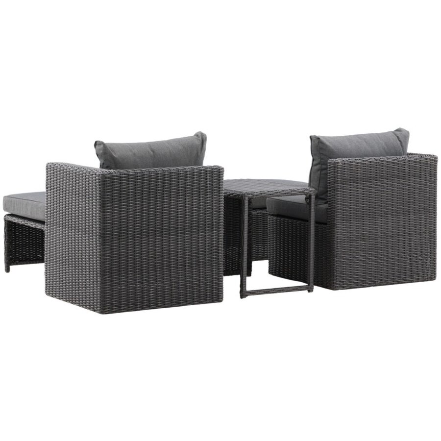 Quad 5-delige Loungeset Zwart Rotan