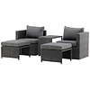 Quad 5-delige Loungeset Zwart Rotan