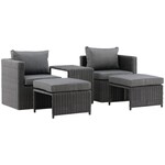 Hjem interiors Quad 5-delige Loungeset Zwart Rotan