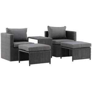 Hjem interiors Quad 5-delige Loungeset Zwart Rotan