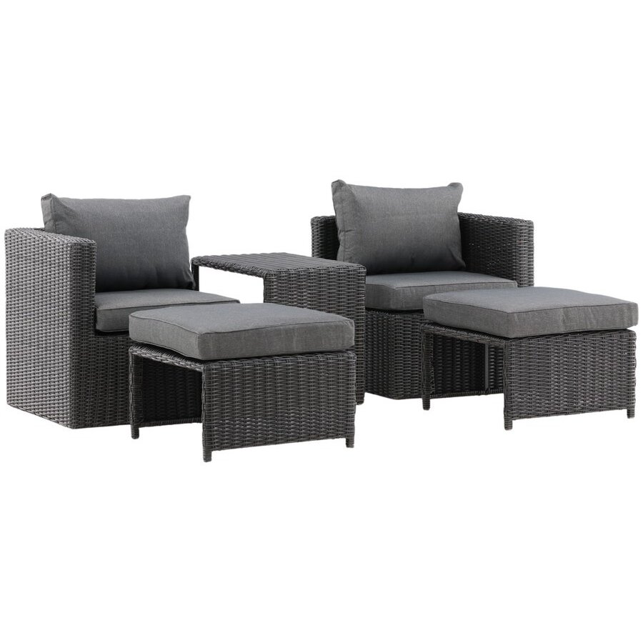 Quad 5-delige Loungeset Zwart Rotan