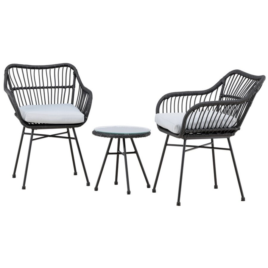 Viga Rotan Loungeset Zwart