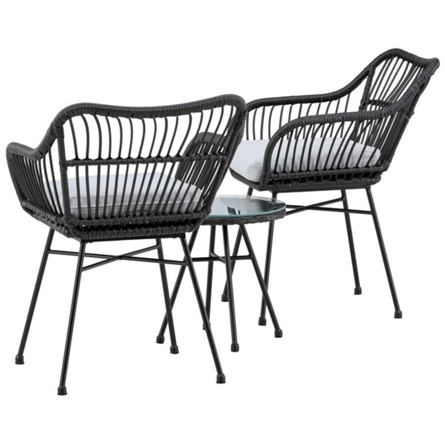 Viga Rotan Loungeset Zwart