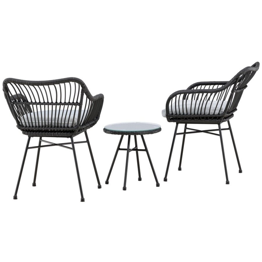 Viga Rotan Loungeset Zwart