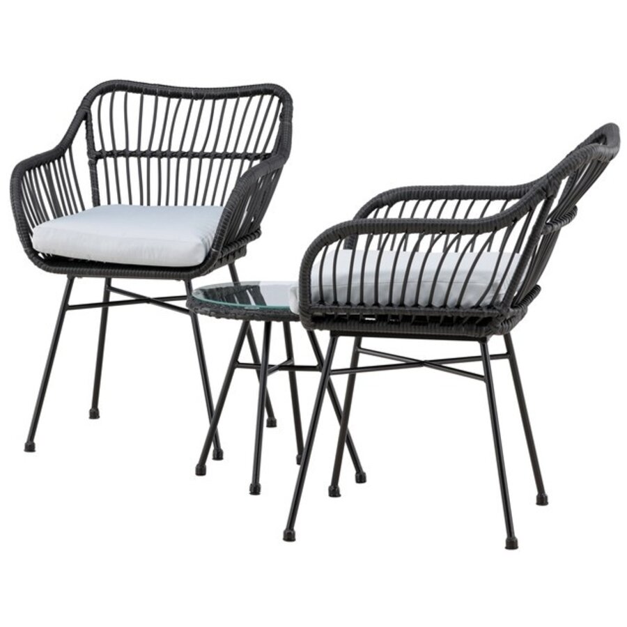 Viga Rotan Loungeset Zwart