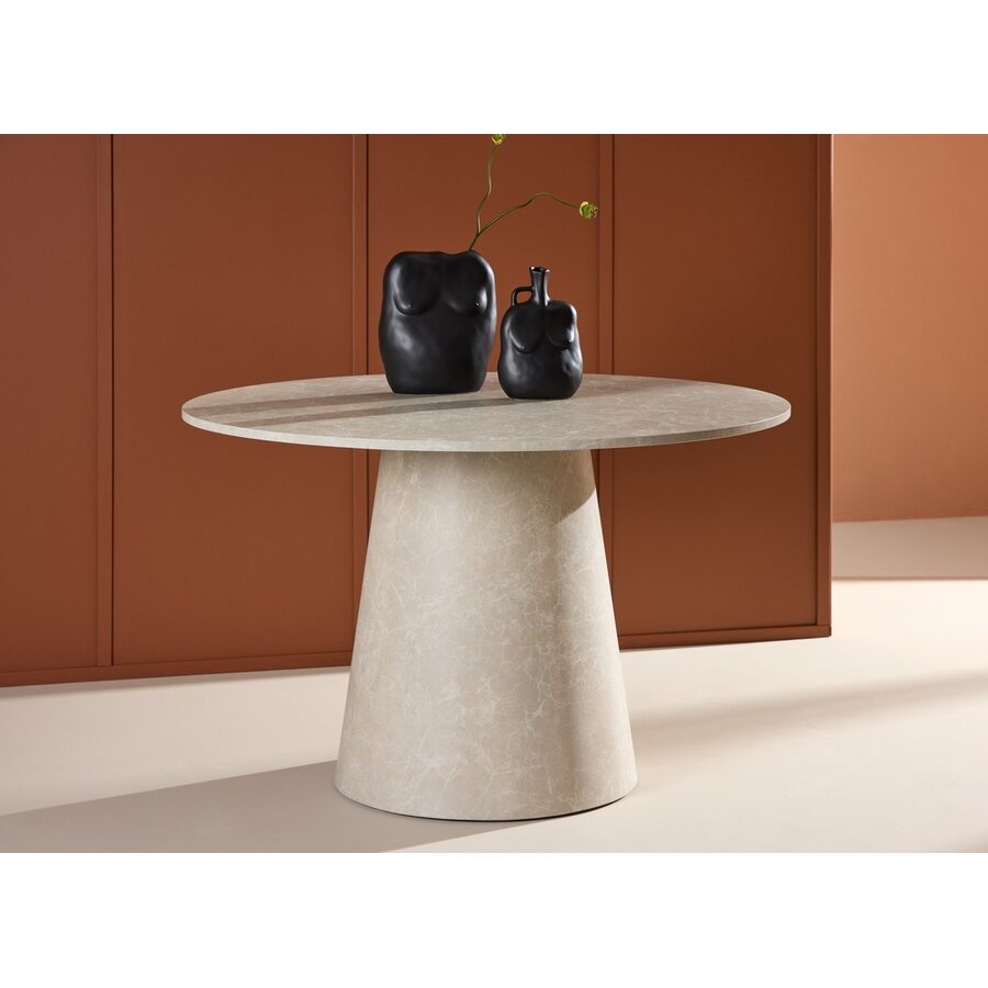 Lanzo Beige Marmerlook Eettafel Rond Ø120 cm