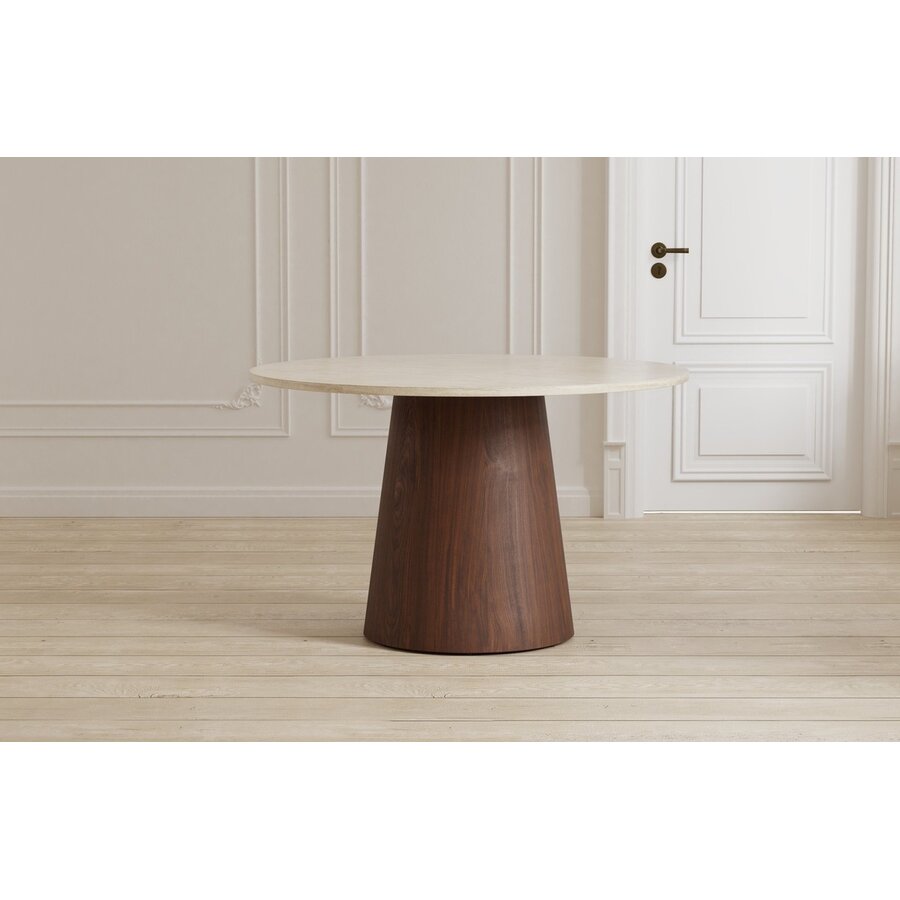 Lanzo Travertijn/Mocha Eettafel Rond Ø120 cm
