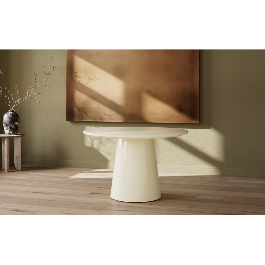 Lanzo Hoogglans Beige Eettafel Rond Ø120 cm