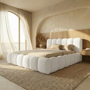 Trae Mobler Dallas Slim 140 x 200 cm Gestoffeerd Bed Gebroken Wit