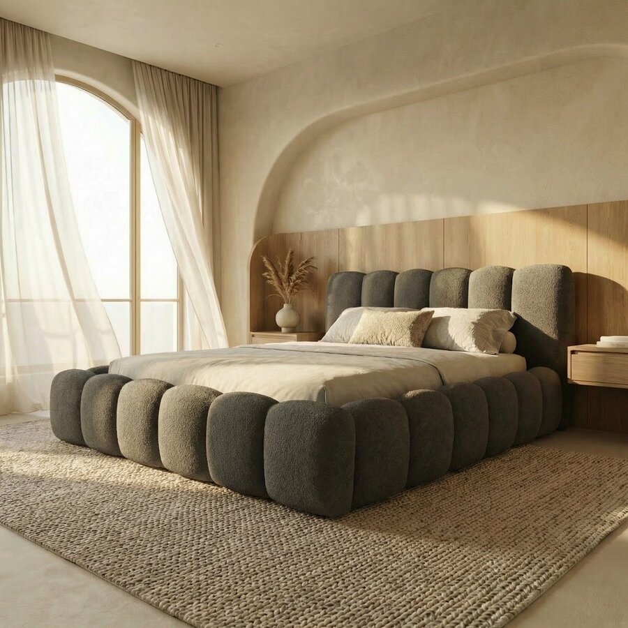 Dallas Slim 200 x 200 cm Gestoffeerd Bed Grijs