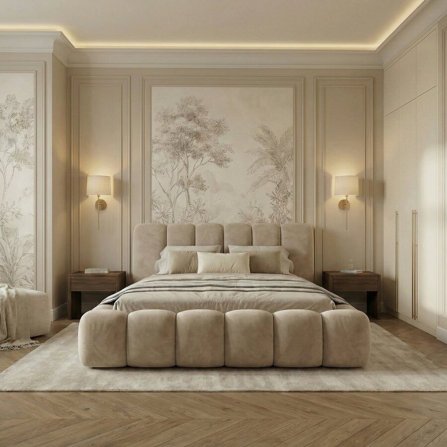 Dallas Slim 160 x 200 cm Gestoffeerd Bed Velvet Beige