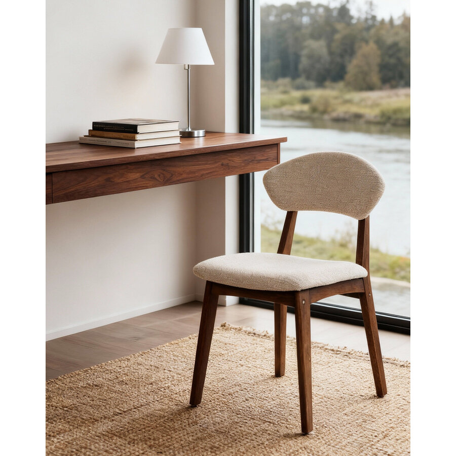 Rupert Eetkamerstoel Walnoot/Beige Rupert Eetkamerstoel Walnoot/Beige