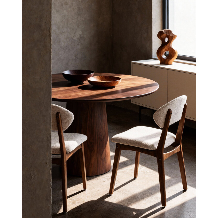 Rupert Eetkamerstoel Walnoot/Beige Rupert Eetkamerstoel Walnoot/Beige