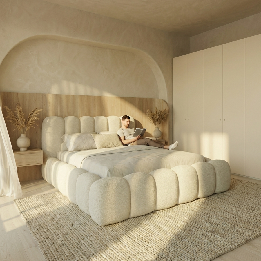 Dallas Slim 200 x 200 cm Gestoffeerd Bed Lichtbeige Dallas Slim 200 x 200 cm Gestoffeerd Bed Lichtbeige