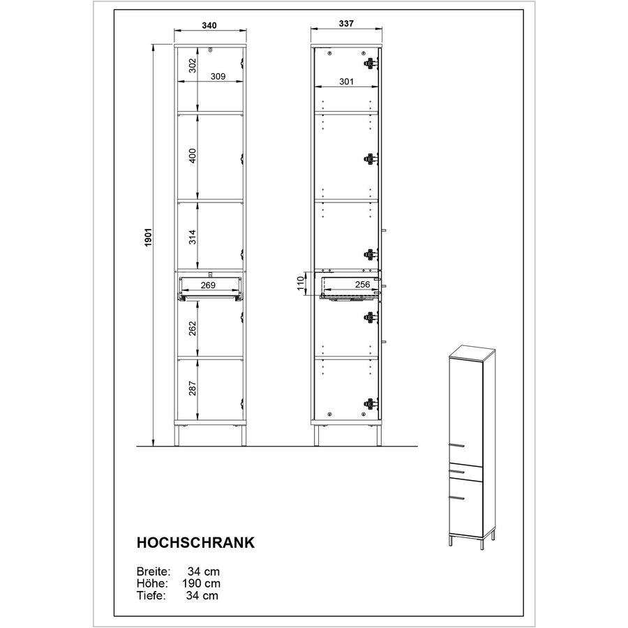 Laurino Cashmere Badkamerkast H190 cm
