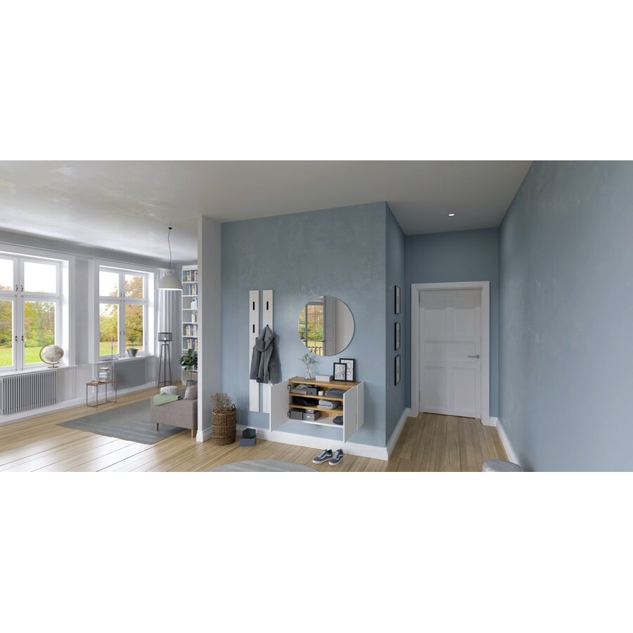 Libbiano Wit/Eiken Schoenenkast 2-Deuren