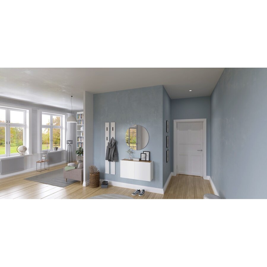 Libbiano Wit/Eiken Schoenenkast 2-Deuren