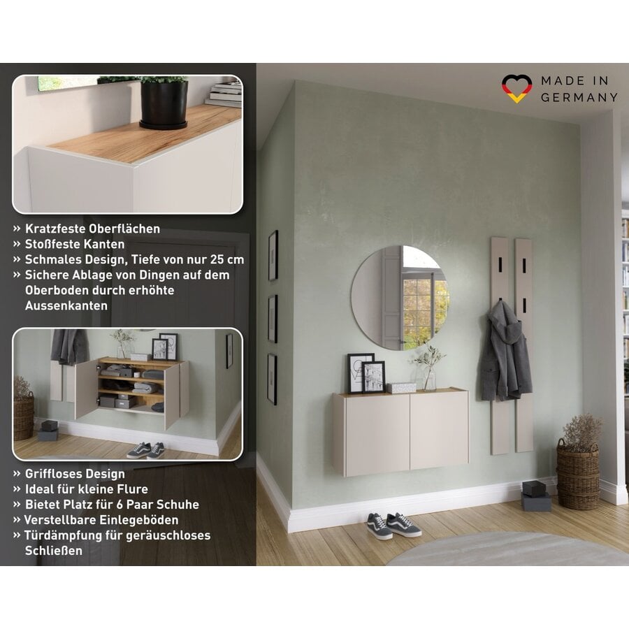 Libbiano Cashmere/Eiken Schoenenkast 2-Deuren