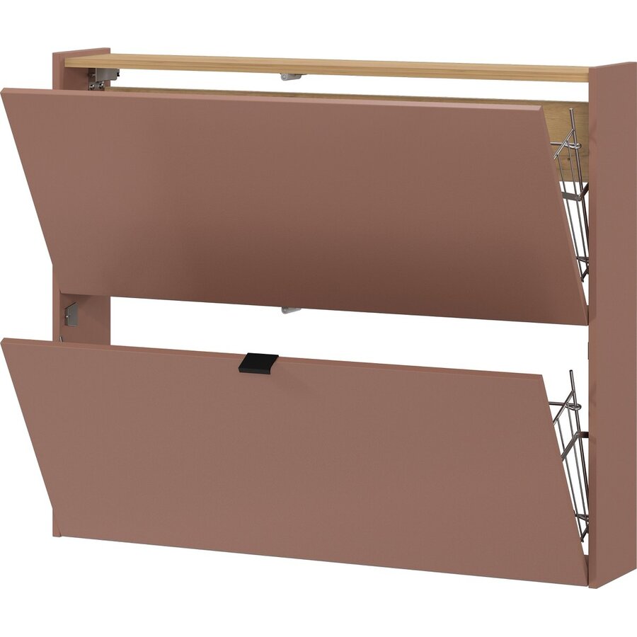 Ameca Toffee / Eiken Schoenenkast 2-Kleppen W100 cm Ameca Toffee / Eiken Schoenenkast 2-Kleppen W100 cm