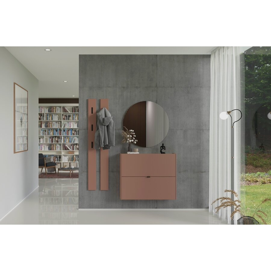 Ameca Toffee / Eiken Schoenenkast 2-Kleppen W100 cm Ameca Toffee / Eiken Schoenenkast 2-Kleppen W100 cm