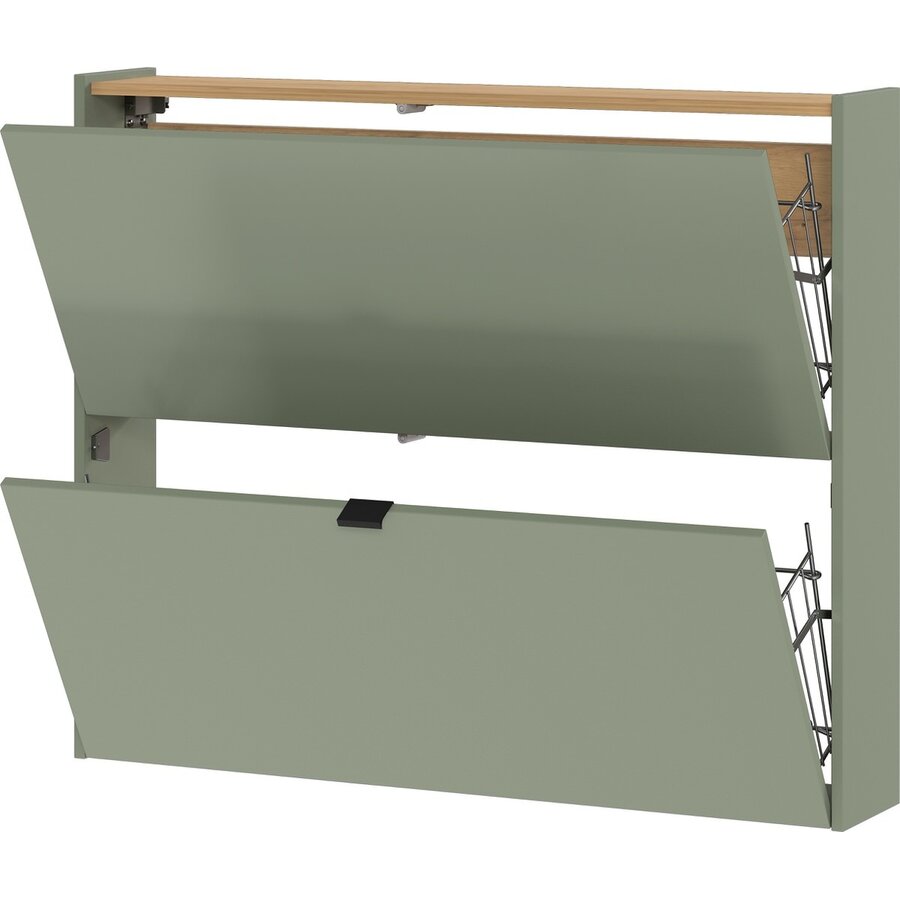 Ameca Taupe Groen / Eiken Schoenenkast 2-Kleppen W100 cm