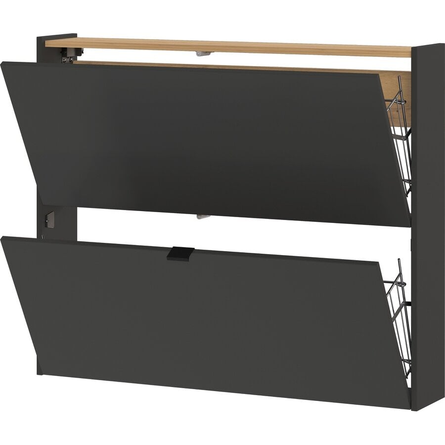 Ameca Grafiet / Eiken Schoenenkast 2-Kleppen W100 cm