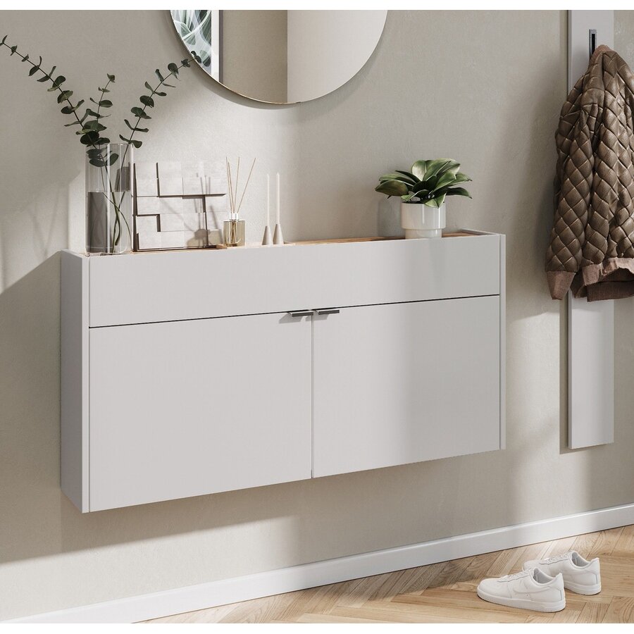 Ameca Cashmere / Eiken Schoenenkast Laag Ameca Cashmere / Eiken Schoenenkast Laag