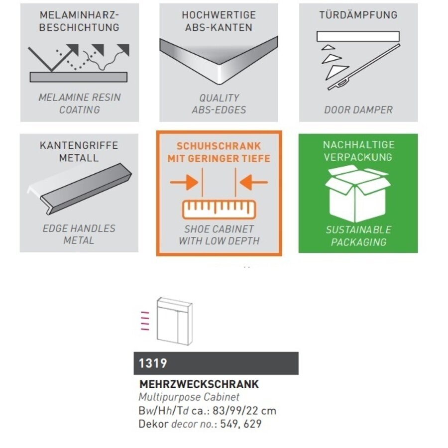 Ameca Cashmere / Eiken Multifunctionele Wandkast