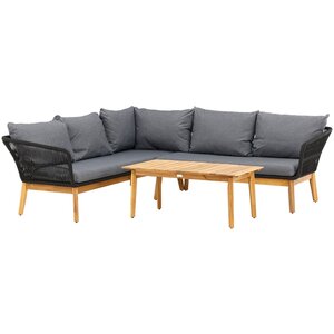 Hjem interiors Chania Hoek Loungeset Zwart/Acacia