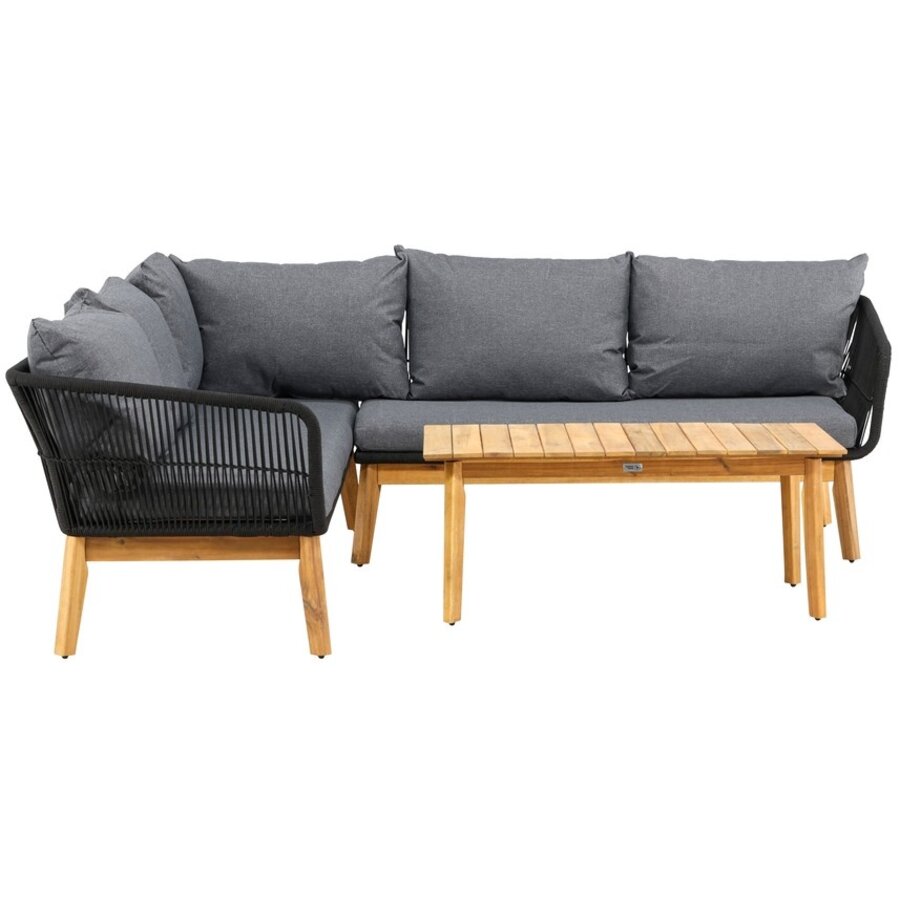 Chania Hoek Loungeset Zwart/Acacia Chania Hoek Loungeset Zwart/Acacia
