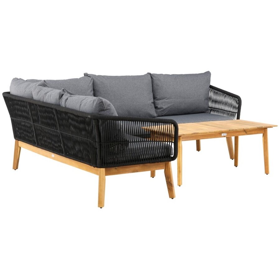 Chania Hoek Loungeset Zwart/Acacia Chania Hoek Loungeset Zwart/Acacia