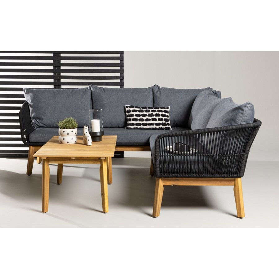 Chania Hoek Loungeset Zwart/Acacia Chania Hoek Loungeset Zwart/Acacia