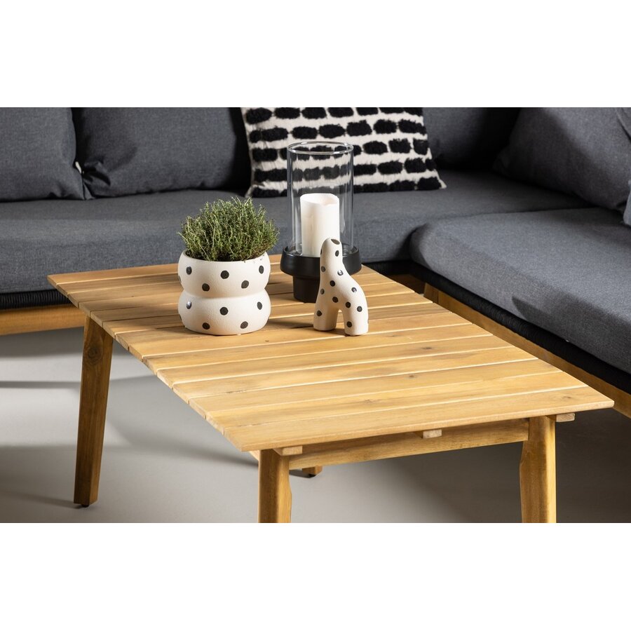 Chania Hoek Loungeset Zwart/Acacia Chania Hoek Loungeset Zwart/Acacia