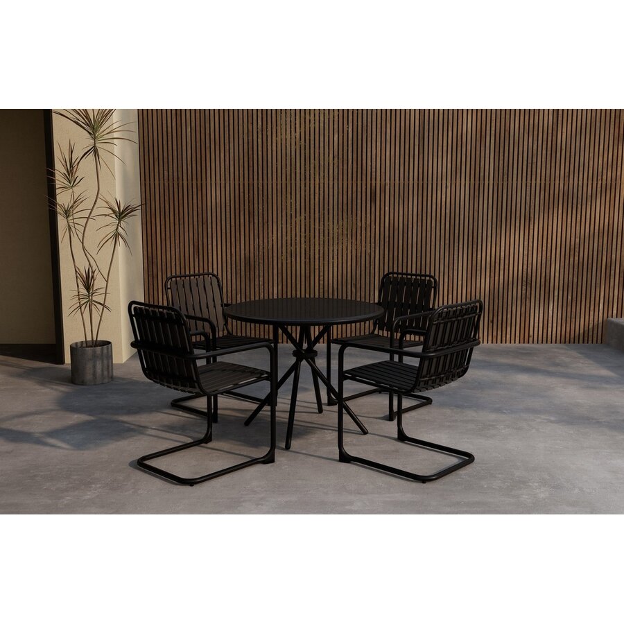 Chios Ronde Eetkamerset Zwart Chios Ronde Eetkamerset Zwart