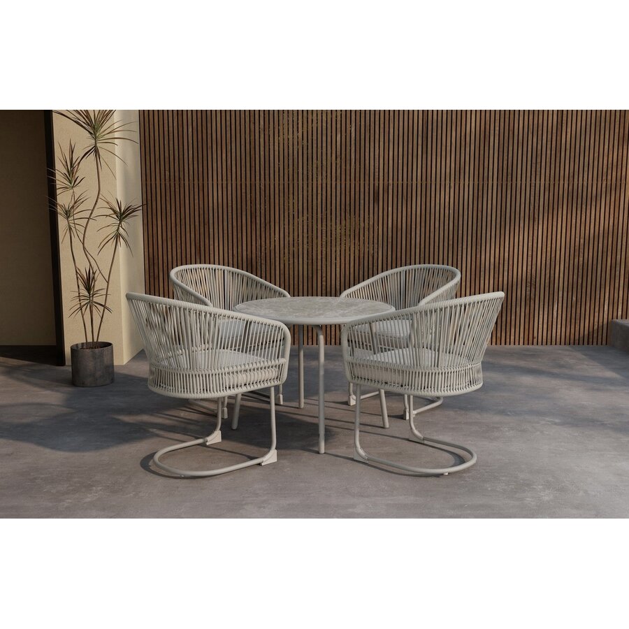 Tilos Ronde Eetkamerset Beige/Lichtgrijs Tilos Ronde Eetkamerset Beige/Lichtgrijs