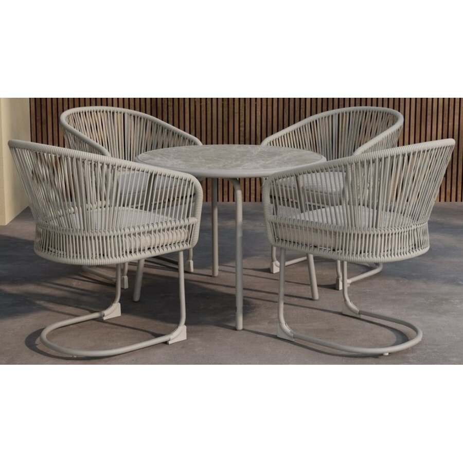 Tilos Ronde Eetkamerset Beige/Lichtgrijs Tilos Ronde Eetkamerset Beige/Lichtgrijs